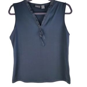 George sleeveless vneck black top M